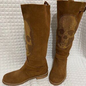ZIGI Girl- Suede Skull Moto Boots
